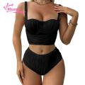 Muses Mall Women Tankini Swimsuit High Waist Bikini Set with Underwire Bra for Women Quick Dry Beachwear in Solid Colors 2pcs/set Women Summer Swimwear. 