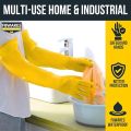 Long Elbow Hand Gloves (Yellow)| Reusable Heavy Duty Gloves - Rubber Gloves for Cleaning Washing & Dishwashing - Industrial Gloves - Gardening Gloves - Hand gloves for kitchen Bathroom Household & Commercial use. 