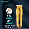 VGR V-927 Professional Cordless Rechargeable Hair Trimmer with USB Charging Cable, LED Display, Precision blade, On/Off Button, 4 Guide Combs for men Runtime: 60 minutes, Gold. 