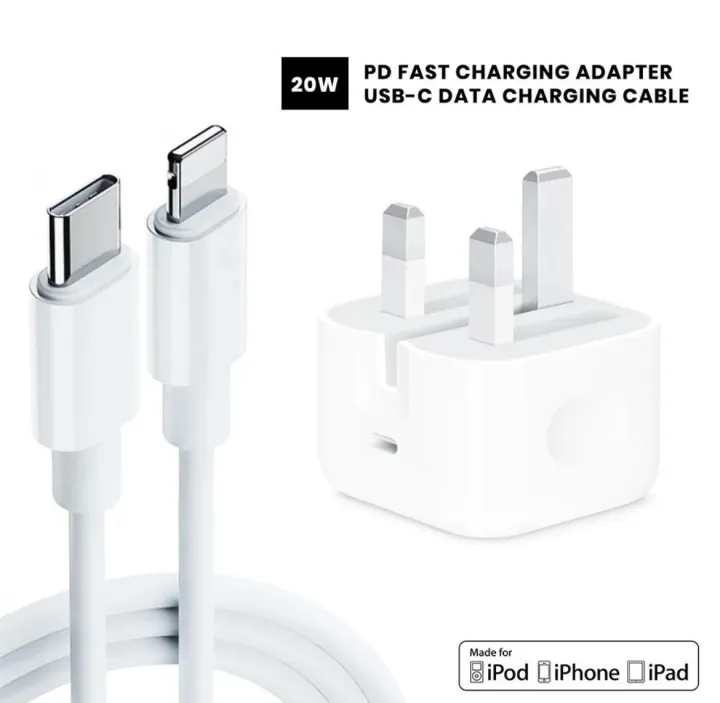 Genuine Apple iPhone 20W Power Adapter With USB Type-C to Lightning Fast Charging Cable For iPhone 16 15 14 13 12 11 Pro Max Xs Max XR 8 6 7 Plus Charger