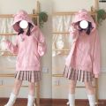 Hooded Korean Style Girl Wide ﹠ Loose Girl Sweater Spring and Autumn Japanese Style Soft Girl Coat Cute Pig - Embroidery and Artificial Thorn ︵. 