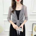 bellylady Women Mesh Blouse Solid Color Outer Sunscreen Clothes Cardigan Shawl Vests Sunshade Tops. 