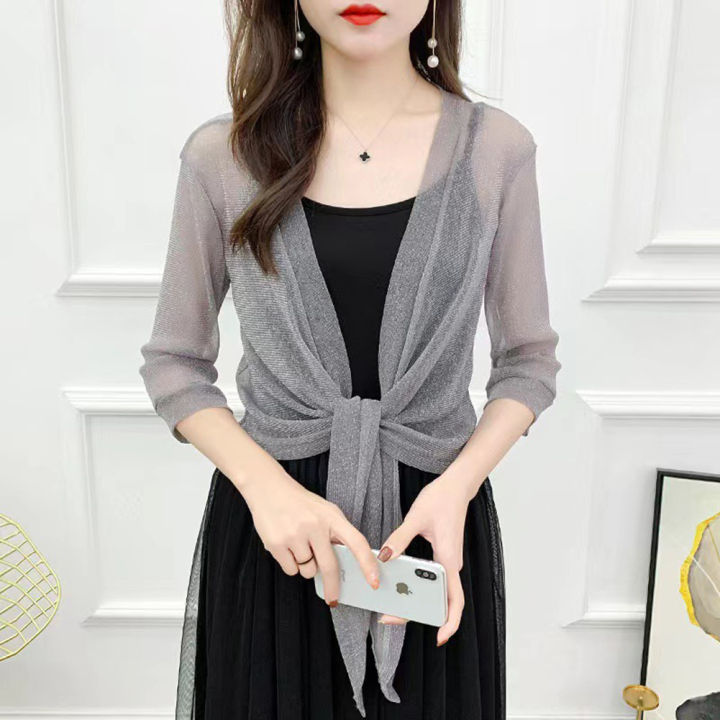 bellylady%20Women%20Mesh%20Blouse%20Solid%20Color%20Outer%20Sunscreen%20Clothes%20Cardigan%20Shawl%20Vests%20Sunshade%20Tops%20-%20Image%208