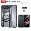 4 in 1 Tecno Spark Slim 4G Shockproof Phone Case With Magnetic Wireless Charging Sticker For Tecno POVA Slim 5G Anti Spy Full Coverage Tempered Glass + Lens Film. 