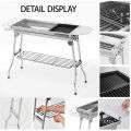 Outdoor Camping Grill Set Stainless Steel Portable Foldable Charcoal Grill - silver. 