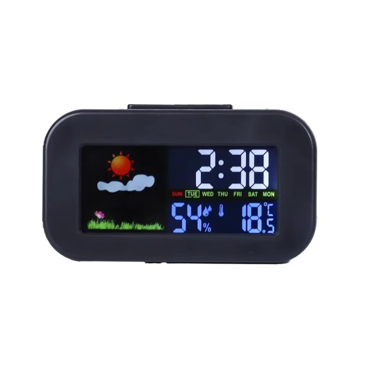 Sojhoop Weather Station Clock with Color Display Temp&Humidity Monitor Backlit for Kids Teens Students - Bedroom Dorm Desk