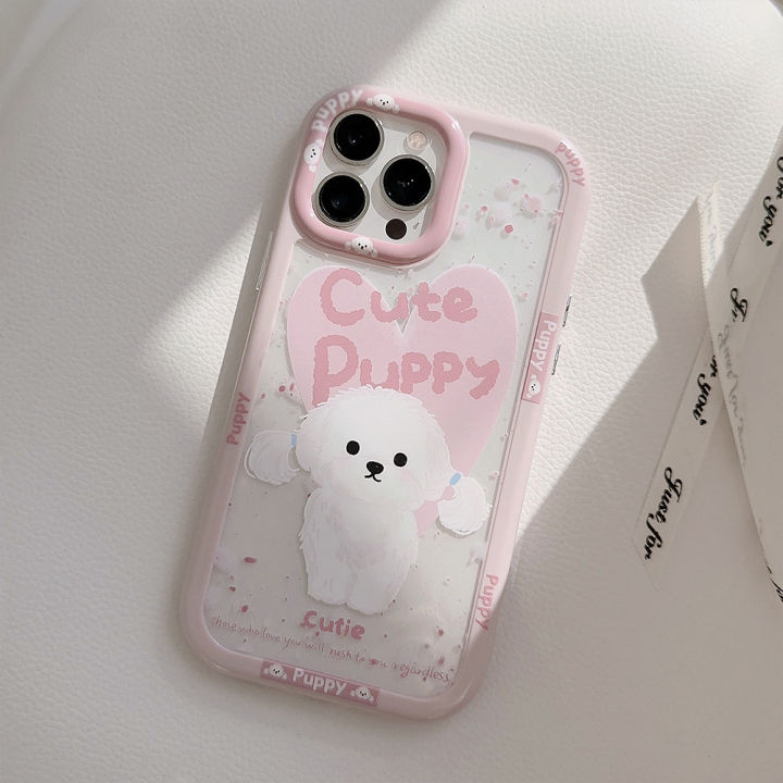 Sroof%20Case%20For%20iPhone%2011%2012%2013%2014%2015%20Pro%20Max%20Korean%20Girls%20Pink%20Cute%20Puppy%20Shockproof%20Silicone%20Soft%20Phone%20Case%20Back%20Cover%20-%20Image%207