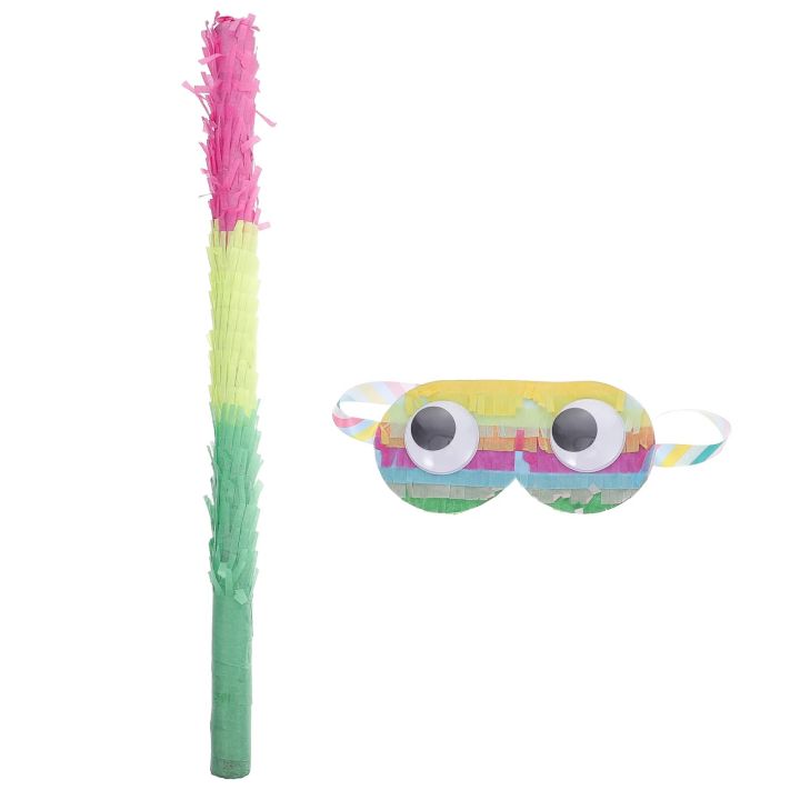 Pinata Stick Party Kids Blindfold Sticks Birthday Supplies Mexican Game Bat Fiesta Grip Easy Toys Rainbow Pinatas Paper Buster