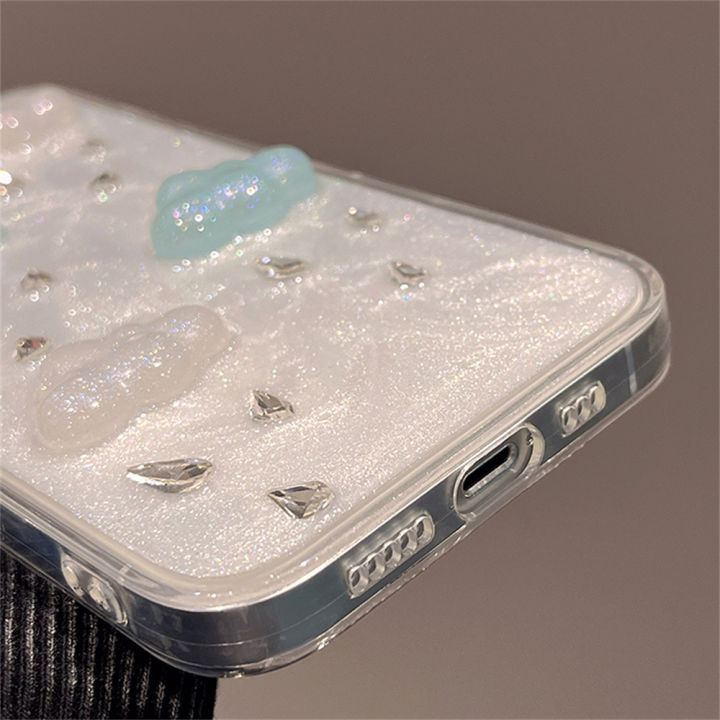 NEW%20Korea%20INS%20Cute%20Cartoon%203D%20Diamond%20Raindrops%20Clouds%20Soft%20Phone%20Case%20For%20iPhone%2014%2013%2012%20Pro%20Max%2011%20Lovely%20Shockproof%20Back%20Cover%20-%20Image%205