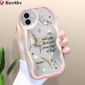 Jizetin for Redmi A1 Plus / A2 Plus / A1+ / A2+ Back Cover Cartoon Golden Butterfly Cream Texture Wavy Edge Soft Silicone Phone Case. 