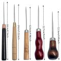 Wooden Handle Awl Sewing Hole Puncher Awl Tool For Diy Handmade Stitcher Needlework Craft Repair Tool. 