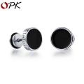 Man Fashion ium Earbob Ear Studs Cool Flat Round Shape Earrings. 