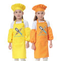 Kids Kitchen Baking Bib Pinafore Child Polyester Apron Painting Eating Clothes Smock Chef Hat Print Name NOT Free. 