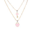 2Pcs/set Couple Necklace for Women Men Romantic Key Lock Heart Pendant Necklaces. 