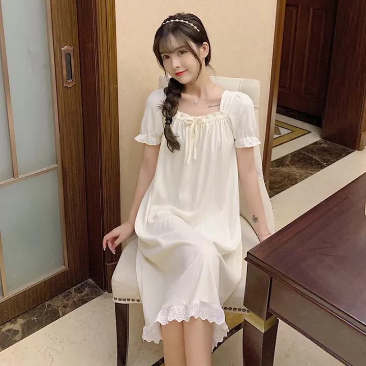 Vintage%20Kawaii%20Nightgowns%20Cotton%20Women's%20Sleepwear%20Lace%20Ruffle%20Collar%20Peignoirs%20Lounge%20Wear%20Victorian%20Night%20Dress%20Ladies%20Nightie%20-%20Image%203