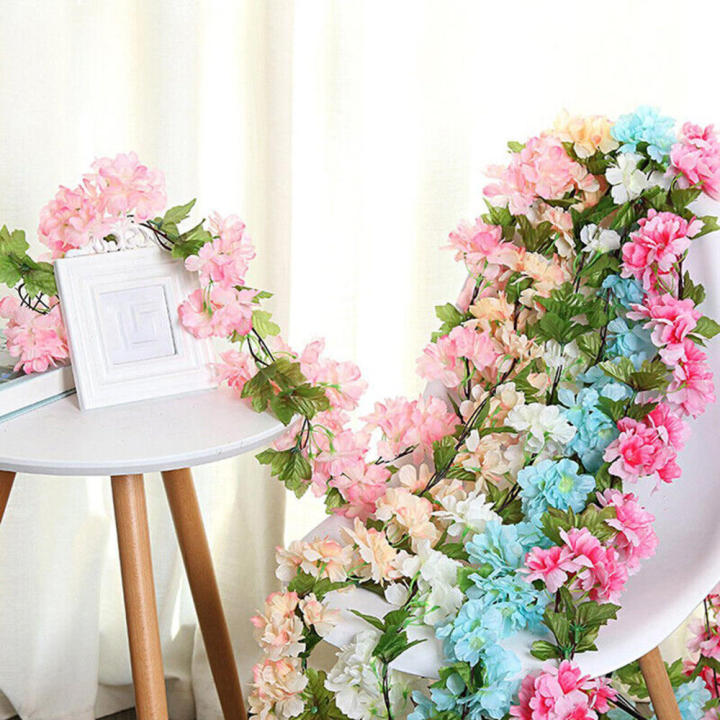 Easy To Hang Artificial Cherry Blossom Hanging Rattan Exquisite Natural-Looking Lifelike Simulated Garland Lightweight Durable  Flower for Wedding Backdrop Party Decoration Restaurant Ambiance Photo