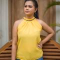 Women's High Neck Sleeveless Fashion Blouse. 