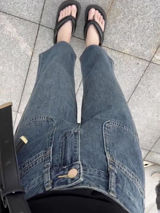 Pear Shapes All-Matching Women's Wear Fat mm Denim pants