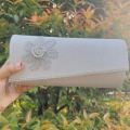 Gold Flower logo Silver Color Wedding Lady Satin Bags Lace chain Shoulder Bag Purse Party Girl Handbags. 