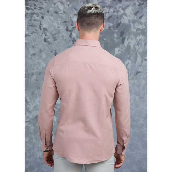 Casual Wear Detailed Linen Long Sleeve Shirt