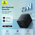 Baseus Palm Fast Charger C+U 20W/30W US with Mini White Cable USB-C to USB-C 60W 1m. 