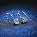 Moissanite Zircons925Sterling Silver Needle Six-Claw Hanging Earrings Female Long Fringe Earrings Anti-Allergy Tik Tok Live Stream Supply. 