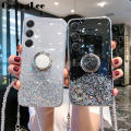 For Samsung Galaxy A24 Case Shiny Ring Glitter Soft Transparent Holder Stand Back Cover Casing for Samsung Galaxy A24 Phone Cases Cover Stars Moon Girls. 