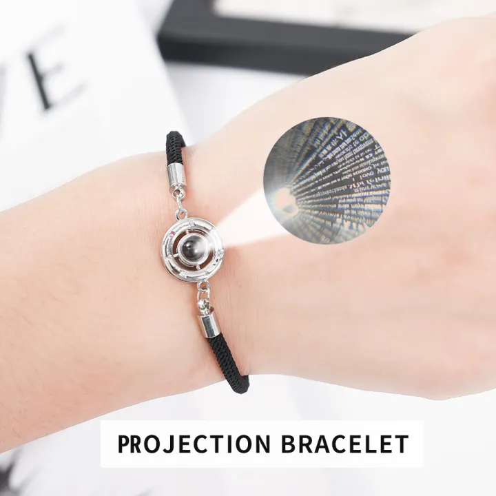 Projection 100 Languages“ I Love You ”Time Stone Bracelet Braided Rope ...
