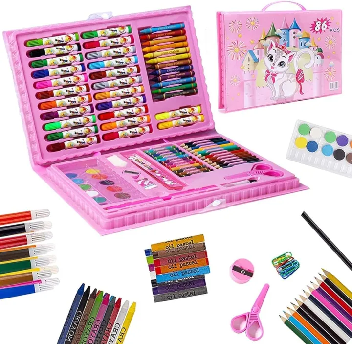86%20Pcs/Box%20Kids%20Painting%20Drawing%20Art%20Set%20With%20Crayons%20Oil%20Pastels%20Watercolor%20Markers%20Colored%20Pencil%20Tools%20For%20Boys%20Girls%20Gift%20-%20Image%205