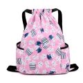 Summer Travel Backpack Children's Backpack Lightweight Waterproof Drawstring Bag Oxford Fabric Drawstring Bag Pink Bag Cute. 
