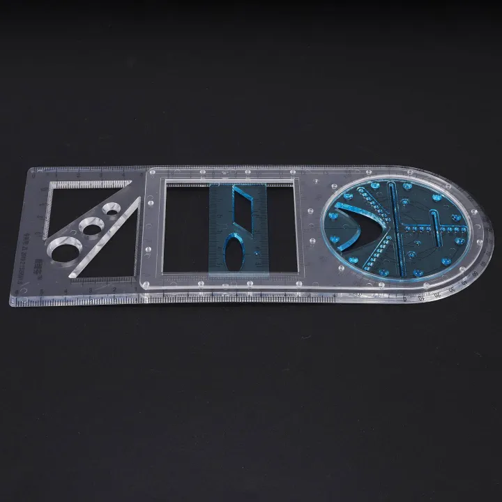 Sojhoop%202%20Pcs%20Multifunctional%20Geometric%20Ruler%20Plastic%20Circle%20Drawing%20Tool%20Drafting%20Templates%20Clear%20Graphic%20Design%20Tools%20-%20Image%208