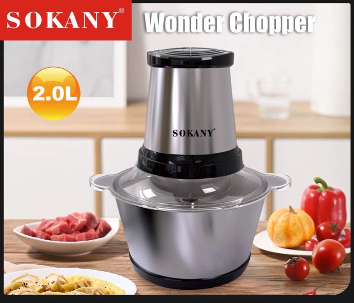 Multifunction Chopper Sokany 800W Electric Kitchen Chopper with 2L Stainless Steel Bowl ...