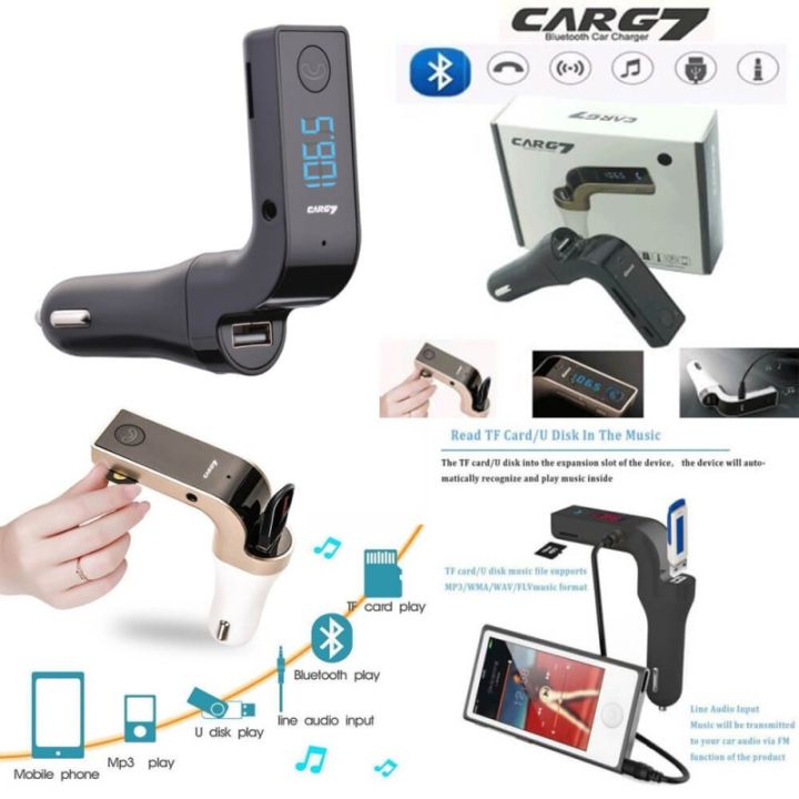 New Version CARG7 Bluetooth Car Charger T Flash USB Direct Connect FM Transmitter / Modulator, MP3 Player Supports Bluetooth Player Digital Display Hands Free Calling Kit