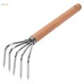 Hand Rake Garden Hand Rake Wooden Handle Gardening Tool for Patio Planting. 