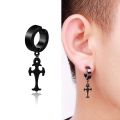 【ZIME】New Popular 1 piece Stainless Steel Painless Ear Clip Earrings For Men/Women Punk Black Non PiercingEarrings Jewelry Gifts. 