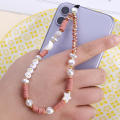Beaded phone lanyard wristband, kawaii love letter star bead phone charm colorful rainbow phone chain with ladies girl pearl bracelet keychain cute phone decoration. 