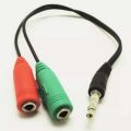 Headphone Mic Audio Y Splitter Cable Male to Dual Female Cable. 