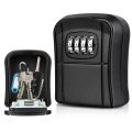 Key Box Wall Mounted Mini Key Safe Outdoor Key Box with Resettable 4-Digit Numeric Code Waterproof Key Box (Black). 