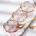 Small Glass Dish Nordic Style Gold Inlay Glass Sauce Bowl BBQ Seasoning Dipping Flower Petal Bowl Glass Seasoning Dish. 
