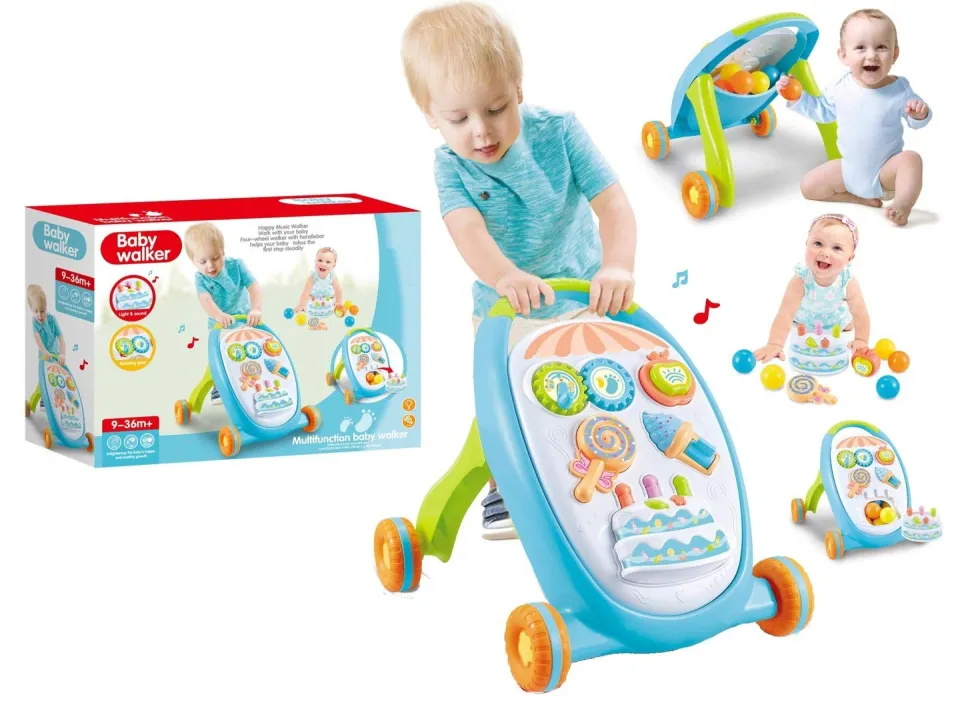 Prakal Baby First Steps Activity Walker Baby Walker Trolley Toy Multi Function Anti Rollover 9 36 Months Infant Child Learning Walking Trolley Toys Children Kids Boys and Girls INeedz HBO1269 0835 Dar...