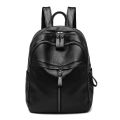 Popular Women Large Capacity Travel Knapsacks Solid Color PU Leather Shoulder Backpacks Student Zipper Rucksack. 