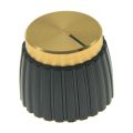 45Pcs Guitar AMP Amplifier Push on Fit Knobs Black with Gold Aluminum Cap Top Fits 6mm Diameter Pots. 