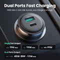 UGREEN 63W Car Charger PD QC 3.0 PPS 45W USB Type C Fast Charging for iPhone 14 13 Samsung Xiaomi Mobile Phone Charger. 
