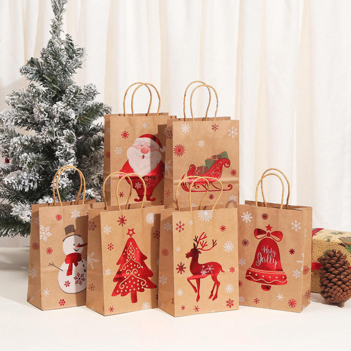 Christmas Party Bags Party Favor Bags Candy Packaging Bags Kraft Paper Gift Bags Christmas Cookie Bags
