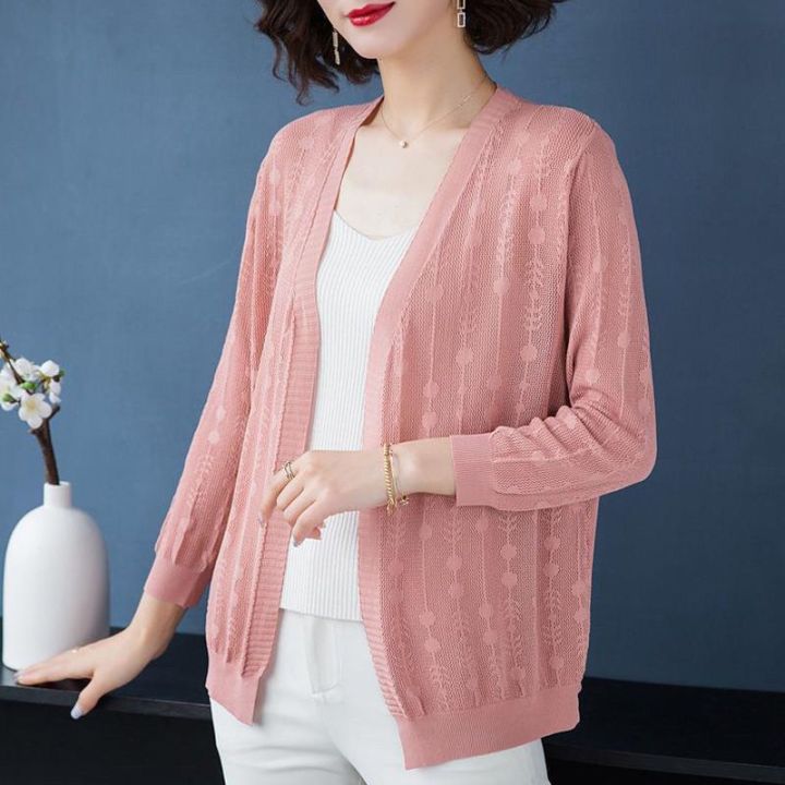 New%20Summer%20Ice%20Silk%20Sweater%20Women's%20Cardigan%20Outer%20Wear2023Loose%20Shawl%20Coat%20Thin%20Office%20Cardigan%20Sun%20Protection%20Clothing%20-%20Image%208