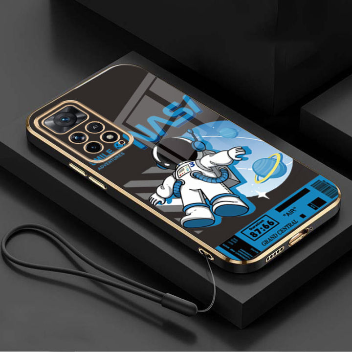 Xiaomi Redmi Note 11S 11 Pro+Plus 10 Pro 5G Redmi Note 11S 10S 10 Smile Astronaut nasa Square Phone Case 6D Plating Candy Soft Casing Cover