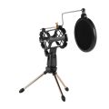 Mini Desktop Microphone tand + hock Mount Mic Holder + Pop Filter Kit. 