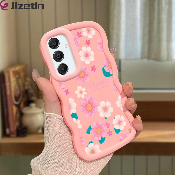 Jizetin for Samsung A16 5G Back Cover Pink White Flowers Macaron Bright Color Wavy Shape Soft Mobile Phone Cases