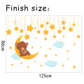 Large size sleeping cute bear star moon room wallpaper nursery window decor without radium stars wall stickers waterproof decoration flower butterfly wedding birthday kids cartoon new born baby gift. 