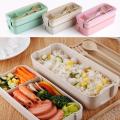 [Good Product] 750ml Healthy Material 2 Layer Lunch Box Wheat Straw Bento Boxes Microwave Dinnerware Food Storage Container Lunch box. 